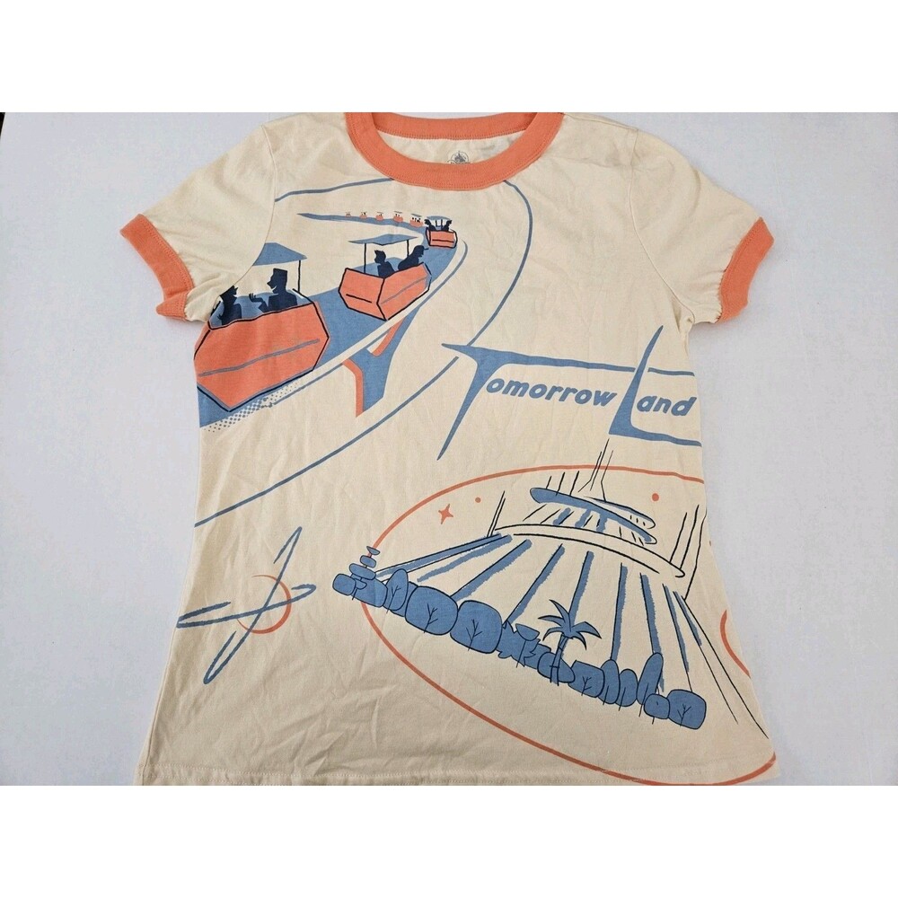 Disney Parks 2024 Retro Tomorrowland Women's Ringer T Shirt Sz M Tron Stitch
